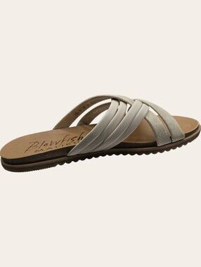 Blowfish Bone Shimmer Slide Sandals 8.5 Coastal Quiet Luxury NWOT